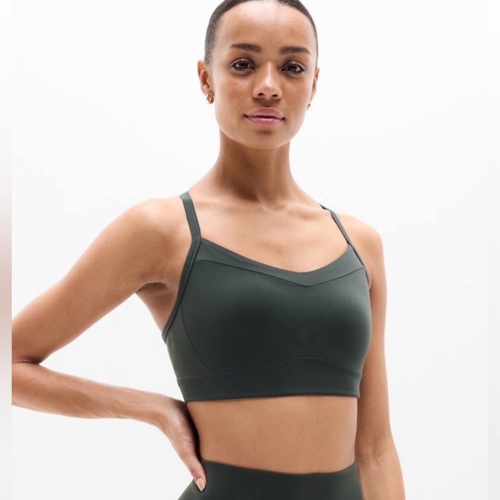 Athleta Forest Green Strappy Sports Bra